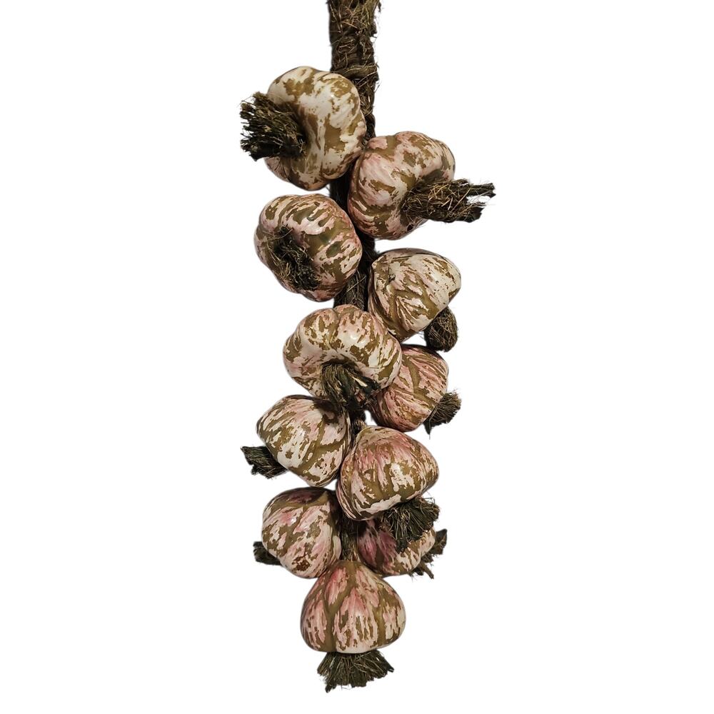Vintage Ceramic Hanging Garlic Garland 20" Cottage French Country Kitchen Decor